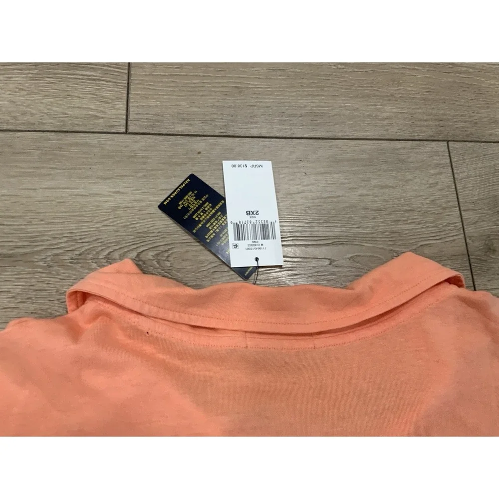 Polo Ralph Lauren Shirt Men's 2XB Buttonless Polo Cotton Linen Blend Pink NEW